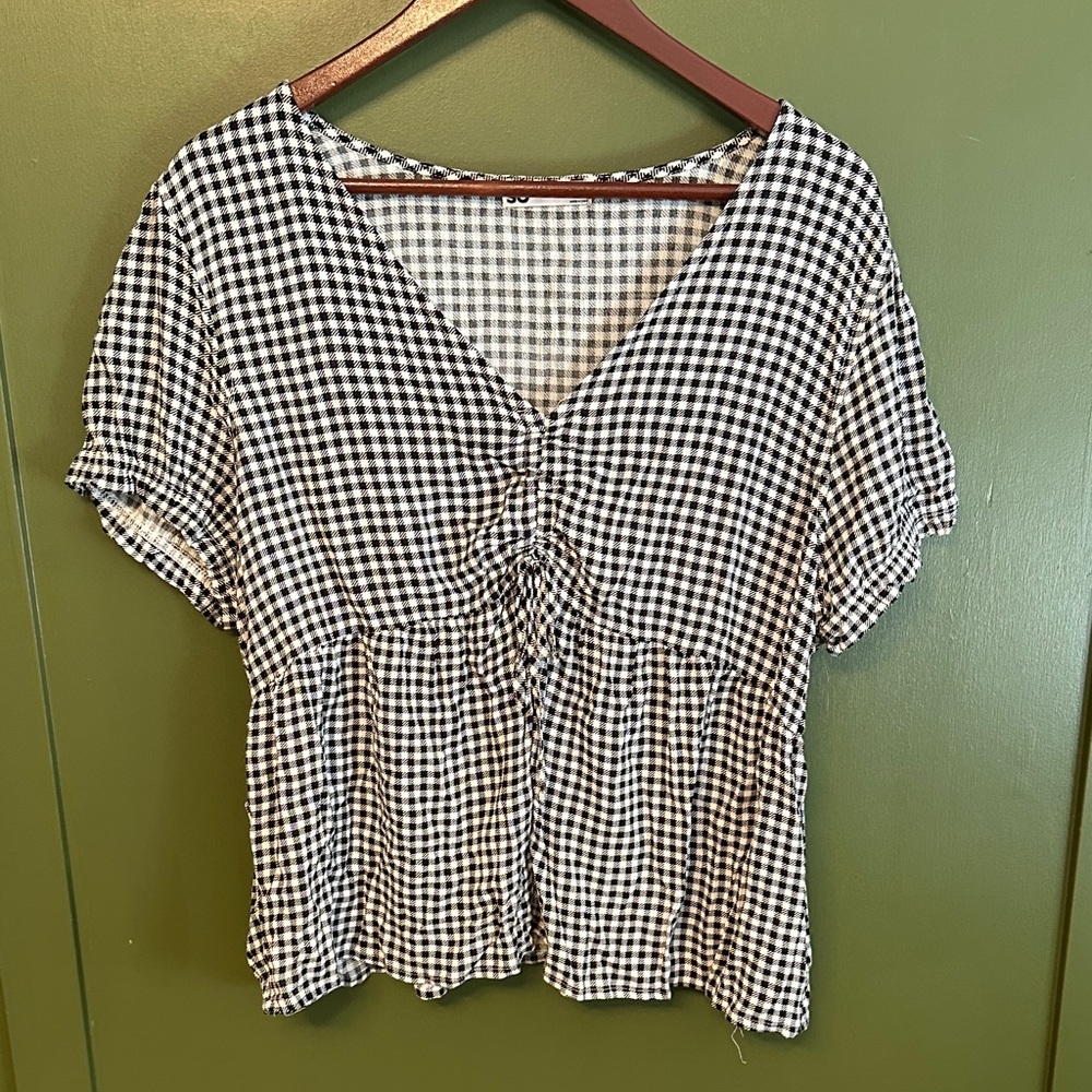 SO Black and White Checkered Blouse